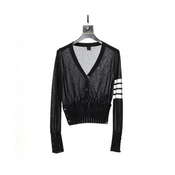 Thom Browne Womens Strap V-neck Cardigan Black - … - 1