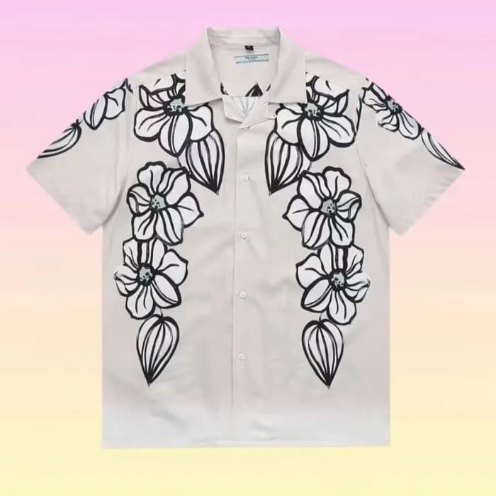 프라다 남성 모던 아이보리 반팔 셔츠 - Prada Mens Ivory Short slee… - 1