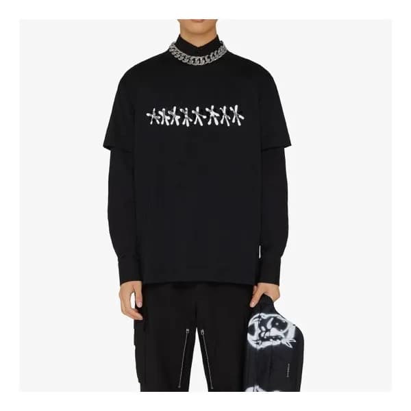 지방시 남자 크루넥 블랙 반팔티 - Unisex Black Tshirts - giv0608… - 1