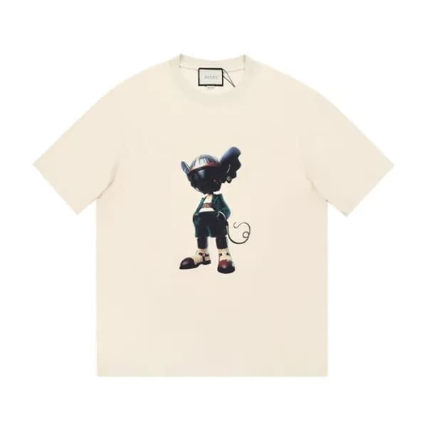 구찌 남자 크루넥 아이보리 반팔티 - Mens Ivory Tshirts - guc04590… - 1