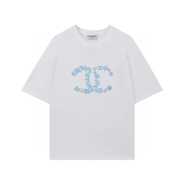 샤넬 남성 크루넥 화이트 반팔티 - Mens White Tshirts - chl0844x - 1