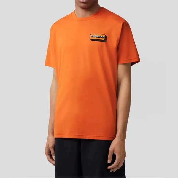 버버리 남성 오렌지 크루넥 반팔티 - Mens Orange Tshirts - Bur0434… - 1