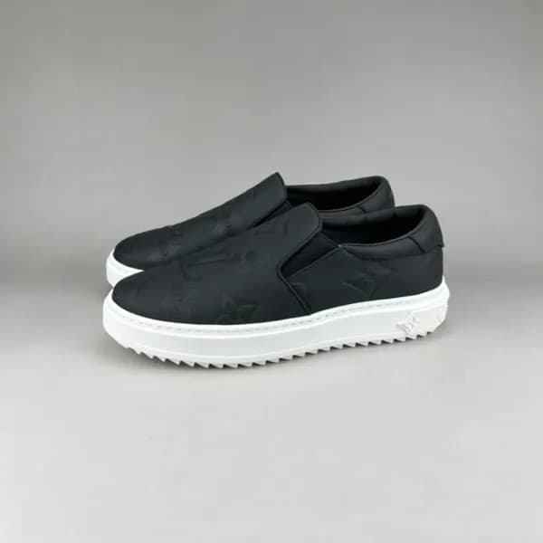 루이비통 남/녀 모노그램 블랙 로퍼 - Unisex Black Loafer - lou050… - 1