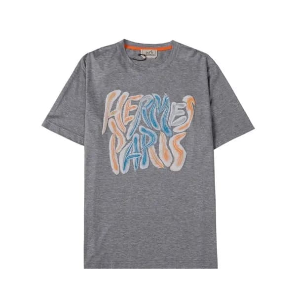 에르메스 남자 그레이 크루넥 반팔티 - Mens Gray Tshirts - her0892x - 1