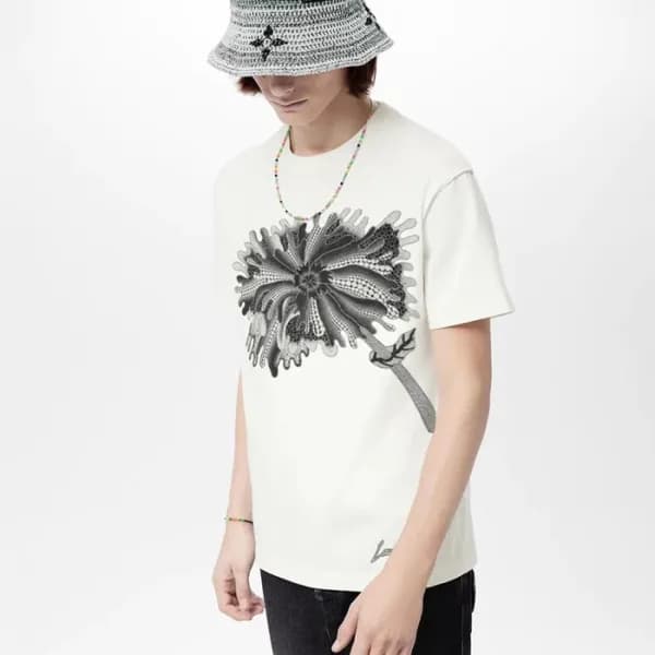 루이비통 남성 화이트 크루넥 반팔티 - Louis vuitton Mens White Tsh… - 1