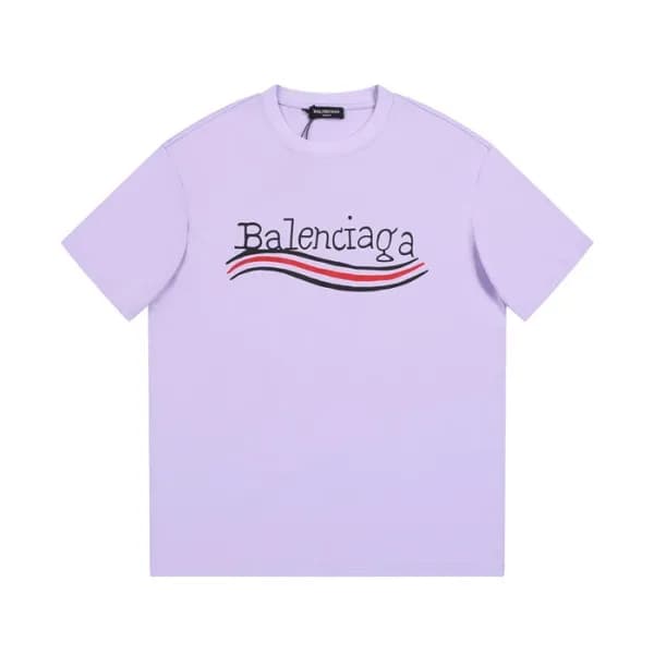 발렌시아가 남성 크루넥 퍼플 반팔티 - Balenciaga Mens Purple Short… - 1
