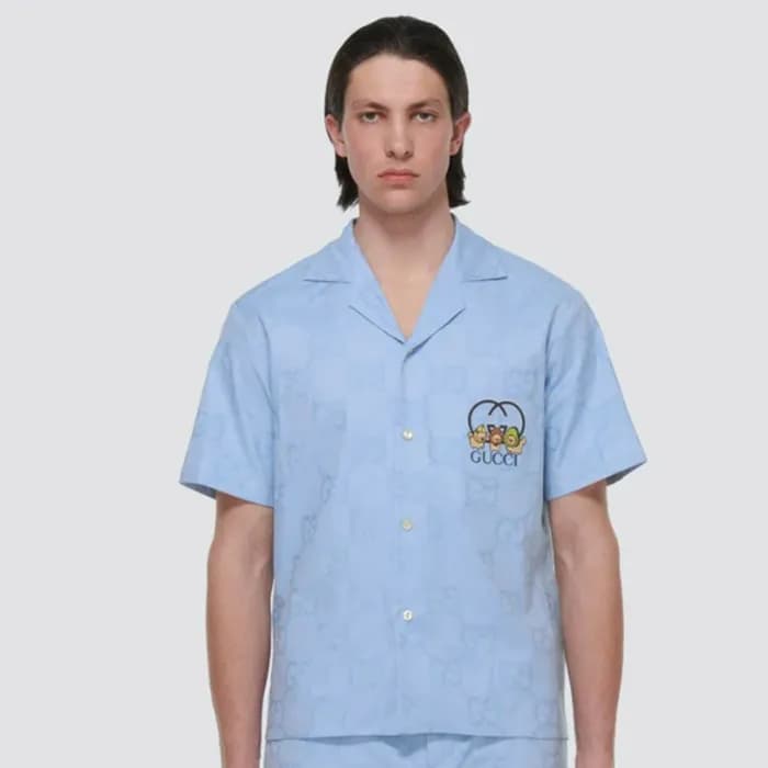 구찌 남/녀 블루 폴로 반팔티 - Gucci Unisex Blue Short sleeved… - 1