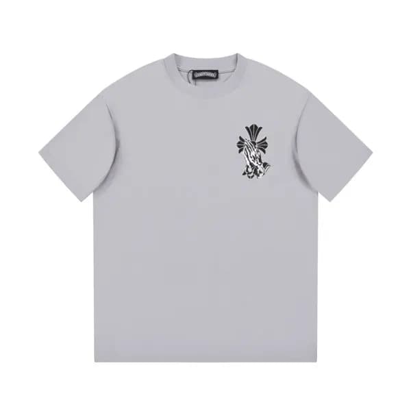 크롬하츠 남성 그레이 크루넥 반팔티 - Chrom Hearts Mens Gray Short… - 1