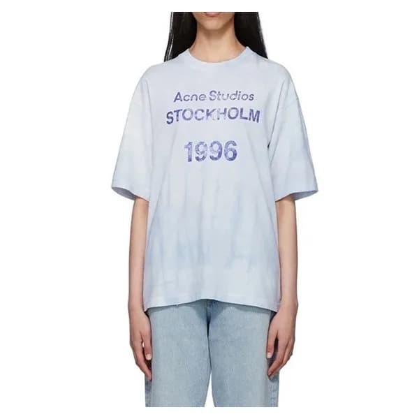 아크네 남/녀 블루 크루넥 반팔티 - Acne Unisex Blue Short sleeve… - 1