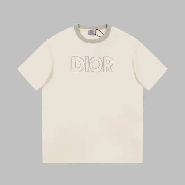 디올 남성 아이보리 크루넥 반팔티 - Dior Mens Ivory Short sleeved… - 1