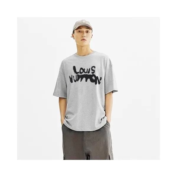 루이비통 남성 그레이 크루넥 반팔티 - Louis vuitton Mens Gray Shor… - 1