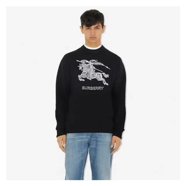 버버리 남성 크루넥 블랙 맨투맨 - Burberry Mens Black Tshirts - … - 1