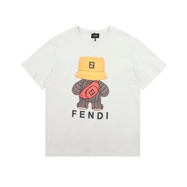 펜디 남성 화이트 크루넥 반팔티 - Fendi Mens White Short sleeved… - 1