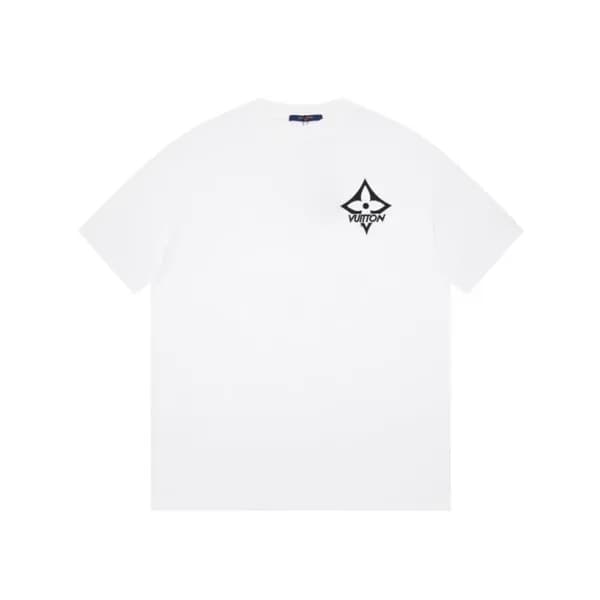 루이비통 남성 화이트 크루넥 반팔티 - Louis vuitton Mens White Sho… - 1