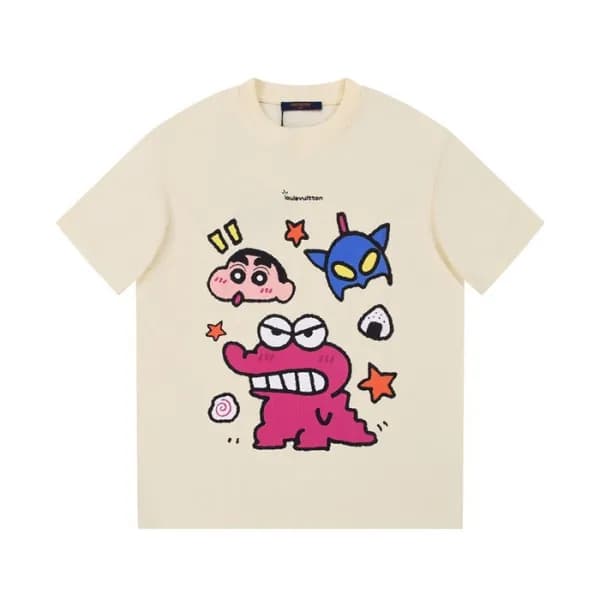 루이비통 남성 크루넥 아이보리 반팔티 - Louis vuitton Mens Ivory Sh… - 1