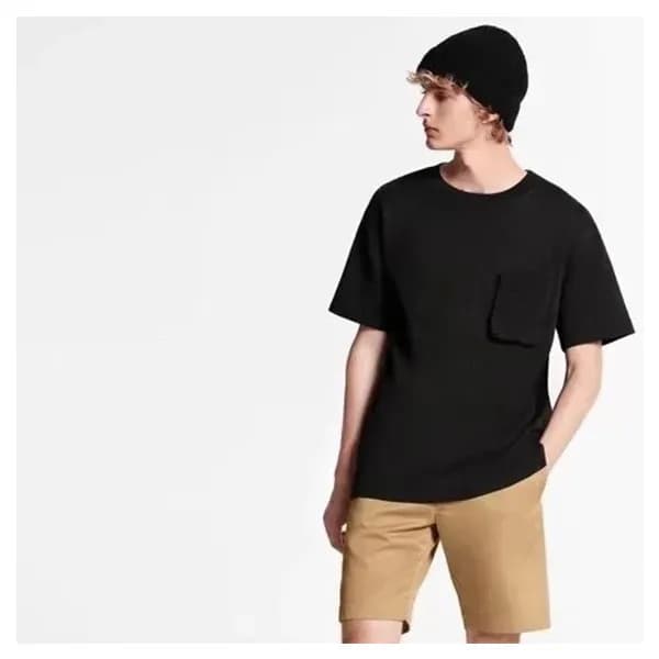 루이비통 남성 크루넥 블랙 반팔티 - Louis vuitton Mens Black Shor… - 1