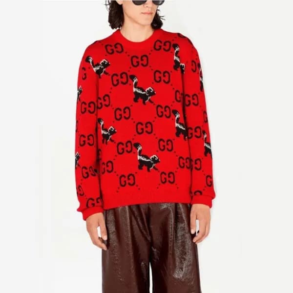 구찌 남성 레드 크루넥 스웨터 - Gucci Mens Red Sweaters - gu112… - 1