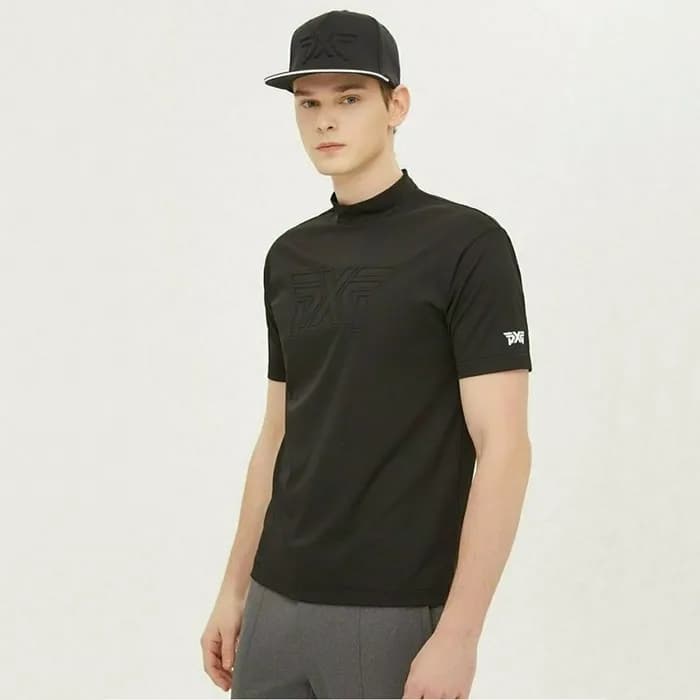 PXG 남성 썸머 빅 로고 모크넥 쇼츠 슬리브 티셔츠 - gol963x - 1