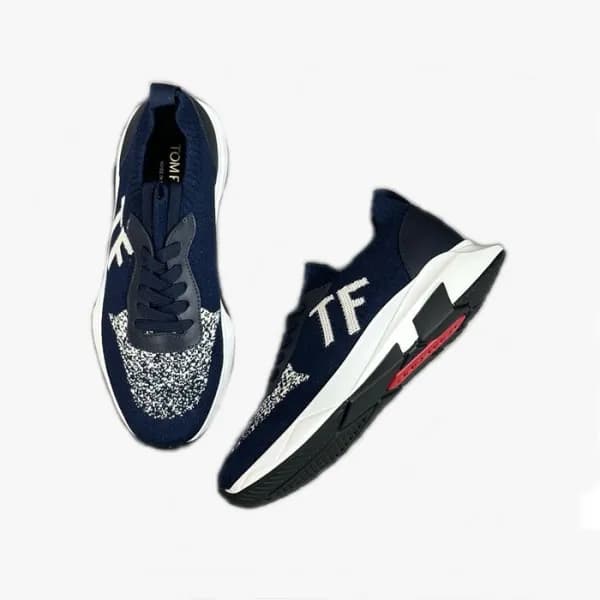 톰포드 남성 네이비 스니커즈 - Tom Ford Mens Navy Sneakers - to… - 1