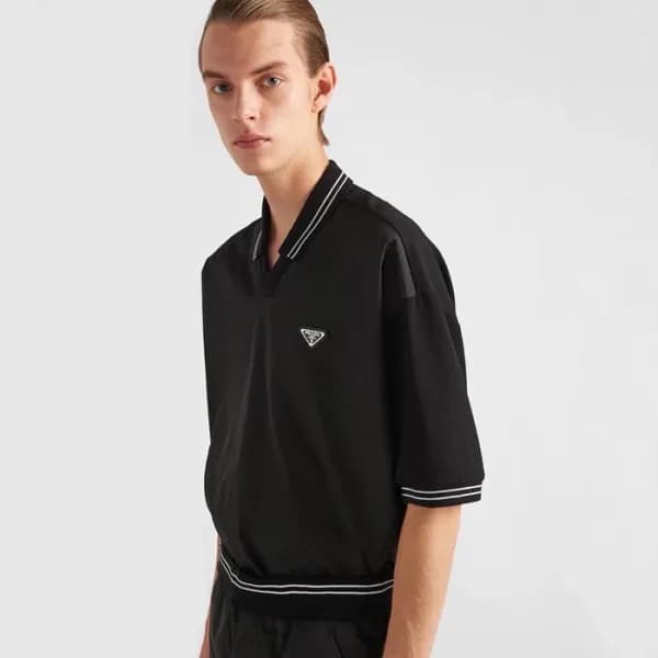 프라다 남성 블랙 폴로 반팔티 - Prada Mens Black Tshirts - prc9… - 1