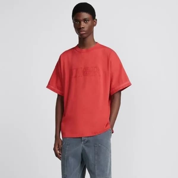 디올 남성 레드 반팔 티셔츠 - Dior Mens Red Tshirts - dic1054x - 1