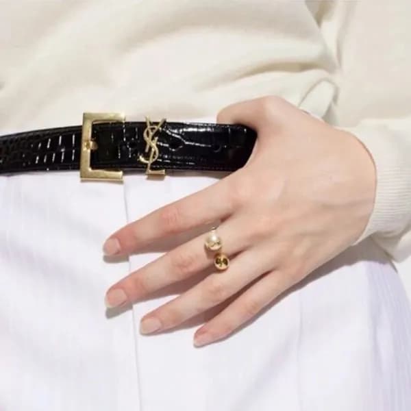 입생로랑 여성 블랙 벨트 - Saint Laurent Womens Black Belt - … - 1