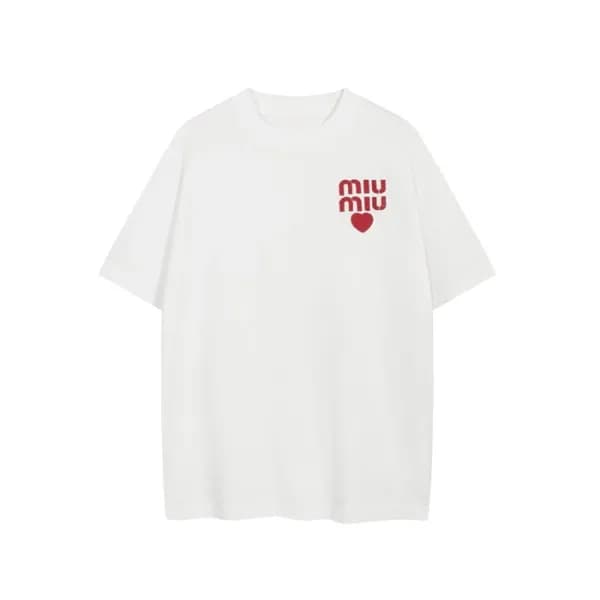 미우미우 남/녀 라운드 반팔 티셔츠 - Miumiu Unisex Round Tshirt -… - 1