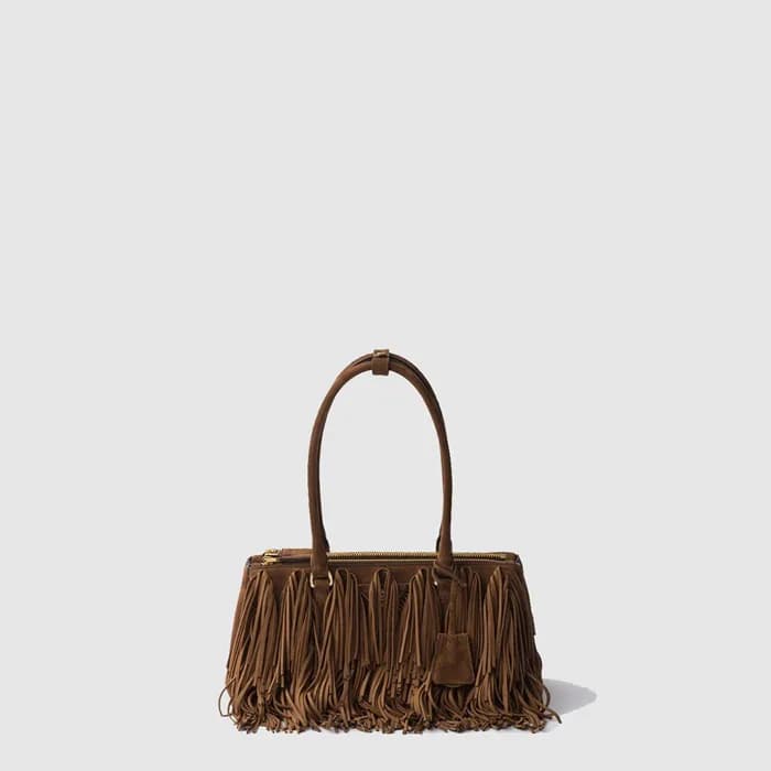 프라다 여성 갤러리아 미디엄 스웨이드 백 1BA457 - Prada Womens Re-Ed… - 1