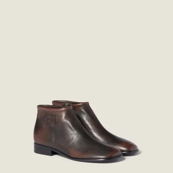 미우미우 여성 퓸 레더 부츠 - Miumiu Womens Fume Leather Booti…