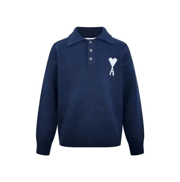아미 남/녀 폴로 니트 - Ami Unisex Polo Knitwear - amc16799x - 1