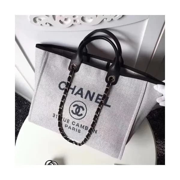 Chanel 2018 Canvas Deauville Tote Shoulder Bag,39C… - 1