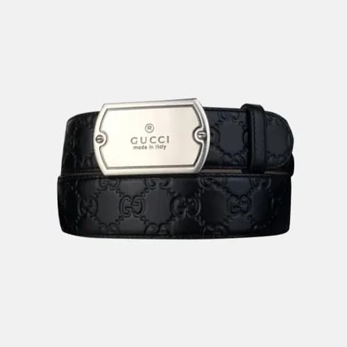 Gucci 2019 Mens Box Logo Steel Buckle Leather Belt… - 1
