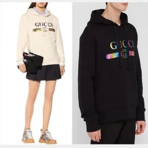 Gucci 2019 Mm/Wm Rainbow Logo Cotton Hood T-shirt… - 1