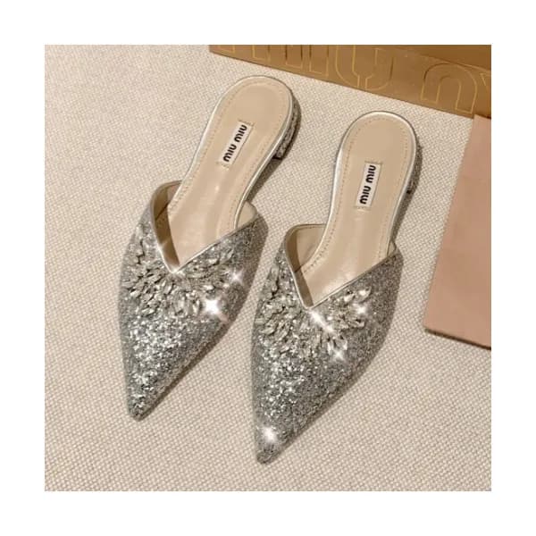 Miumiu Ladies Swarovski Glitter Bloafer - 미우미우 여성 … - 1