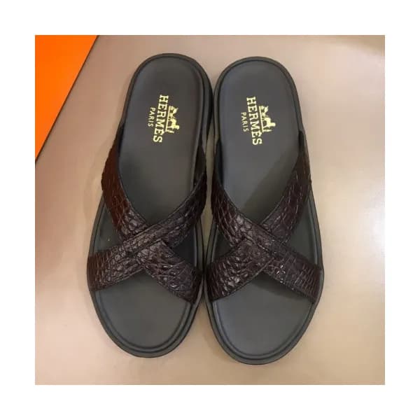 Hermes 2019 Mens Classic Leather Slipper - 에르메스 남성… - 1