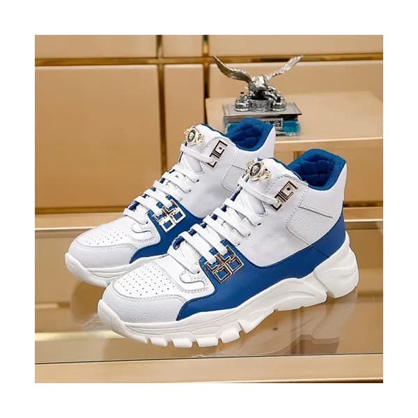 Versace 2019 Mens Leather Sneakers - 베르사체 2019 남성용… - 1
