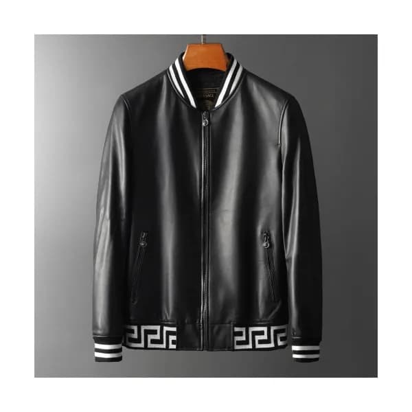 Versace 2019 Logo Mens Casual Leather Jacket - 베르사… - 1