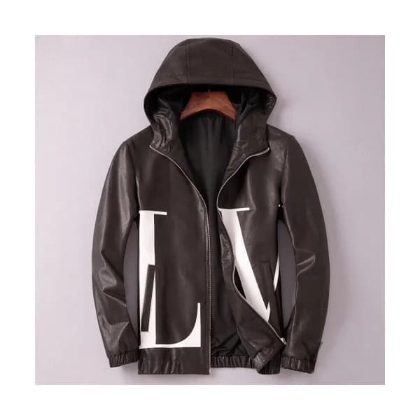 Valentino Mens Leather Jacket - 발렌티노 남성 로고 캐쥬얼 가죽 … - 1
