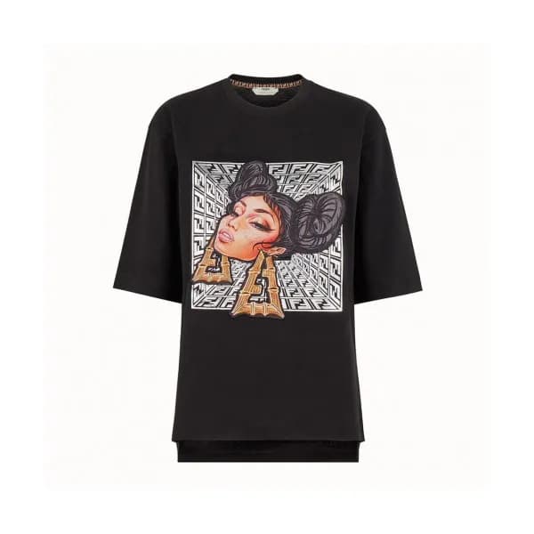 Fendi 2019 Mm/Wm Logo Cotton Short Sleeved Tshirt … - 1