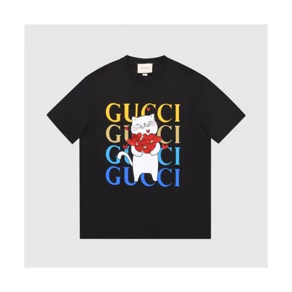 Gucci Mm/Wm Logo Short Sleeved Tshirts Black - 구찌… - 1
