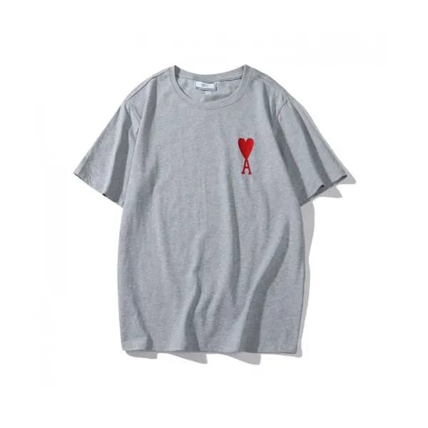 Ami Mm/Wm Casual Cotton Short Sleeved Tshirt Gray … - 1