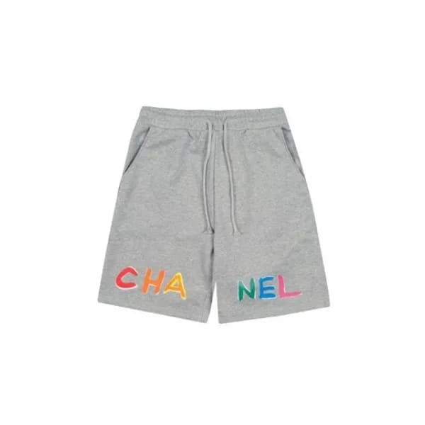 Chanel Mens Logo Casual Training Half Pants Gray … - 1