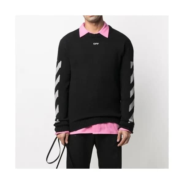 Off-white Mm/Wm Brush Mohair Knit Sweater Black -… - 1