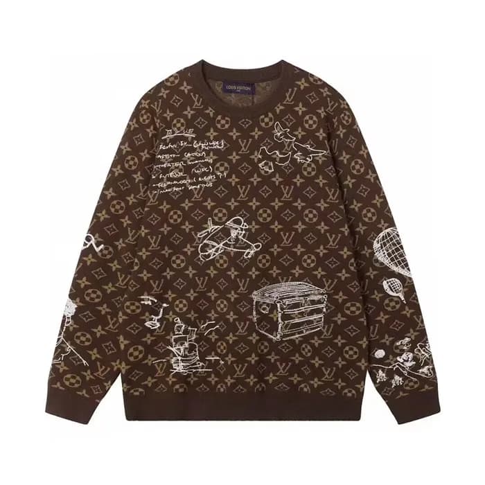 루이비통 남성 브라운 크루넥 니트 - Louis vuitton Mens Brown Swea… - 1