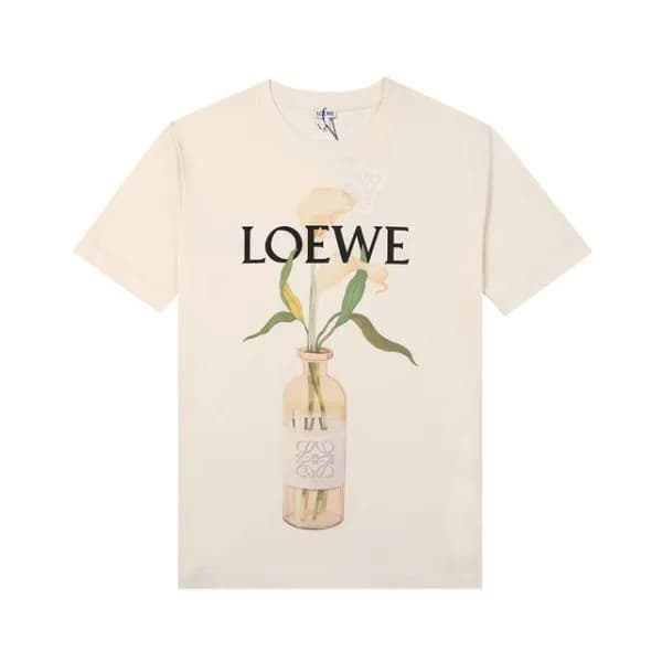 로에베 남/여 이니셜 아이보리 반팔티 - Unisex Ivory Tshirts - loe0… - 1