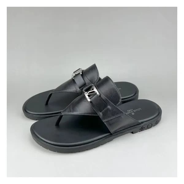 루이비통 남성 이니셜 블랙 슬리퍼 - Mens Black Slippers - lou0426… - 1