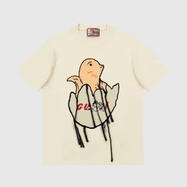 구찌 남/녀 크루넥 아이보리 반팔티 - Unisex Ivory Tshirts - guc04… - 1