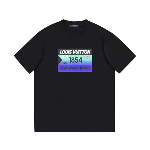 루이비통 남성 블랙 크루넥 반팔티 - Mens Black Tshirts - lou04855… - 1