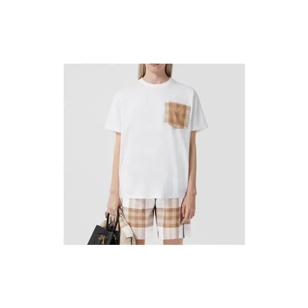 버버리 남/녀 화이트 크루넥 반팔티 - Unisex White Tshirts - Bur04… - 1