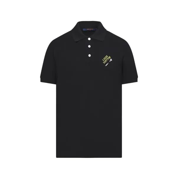 루이비통 남성 블랙 폴로 반팔티 - Mens Black Tshirts - lou04887x - 1